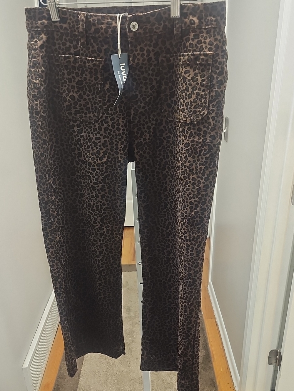 luvamia Womens Jeans Leopard Print Brown